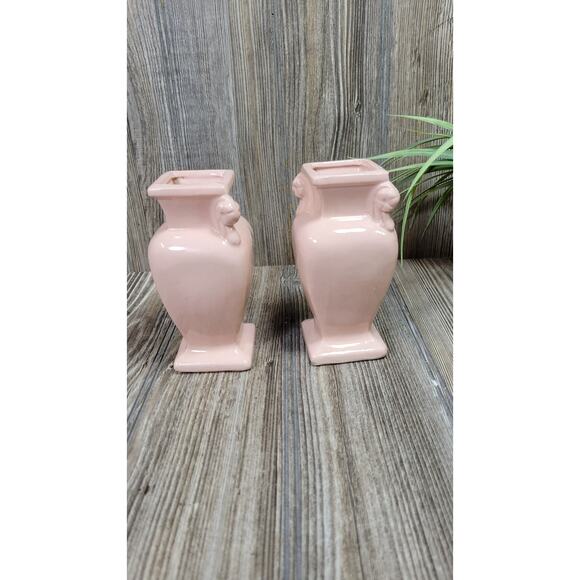 2 Vintage RRP Pink Floral Vases, Robinson Ransbottom - Picture 4 of 6